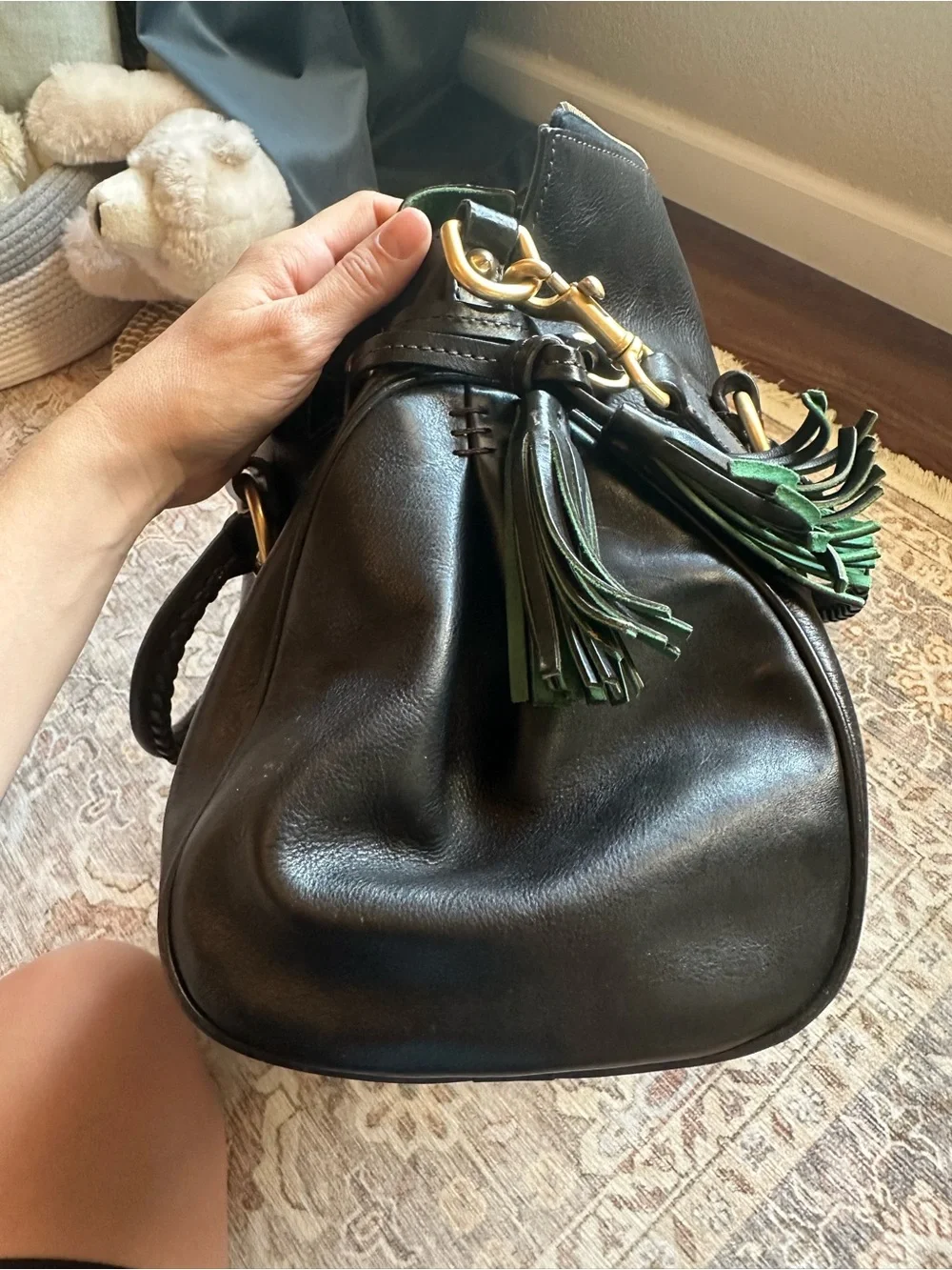 Dooney & Bourke Black Leather Satchel with Gold Hardware